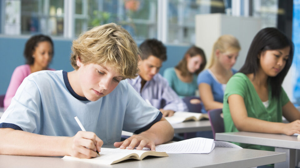 Alumno en clase de secundaria